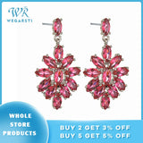 925 Silver Created Ruby Sapphire Drop Earrings Women Fine Jewelry
