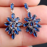 925 Silver Created Ruby Sapphire Drop Earrings Women Fine Jewelry