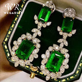 Emerald Square Drop Earrings Silver Jewelry Anniversary