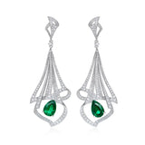 Emerald Silver Drop Earrings Anniversary Jewelry