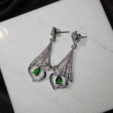 Emerald Silver Drop Earrings Anniversary Jewelry