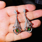 Emerald Silver Drop Earrings Anniversary Jewelry