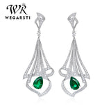 Emerald Silver Drop Earrings Anniversary Jewelry