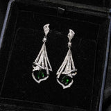 Emerald Silver Drop Earrings Anniversary Jewelry