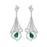 Emerald Silver Drop Earrings Anniversary Jewelry