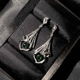 Emerald Silver Drop Earrings Anniversary Jewelry