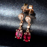 Ruby Gemstone Drop Earrings Sterling Silver Jewelry