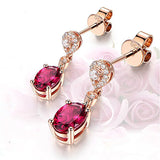 Ruby Gemstone Drop Earrings Sterling Silver Jewelry