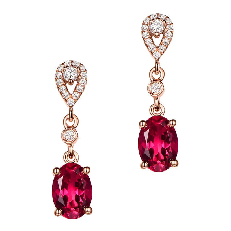 Ruby Gemstone Drop Earrings Sterling Silver Jewelry