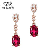 Ruby Gemstone Drop Earrings Sterling Silver Jewelry