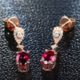 Ruby Gemstone Drop Earrings Sterling Silver Jewelry