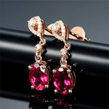 Ruby Gemstone Drop Earrings Sterling Silver Jewelry