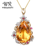 Citrine Gemstone Necklace Gold-plated Chain Pendant