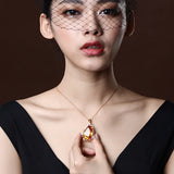 Citrine Gemstone Necklace Gold-plated Chain Pendant