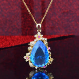 Citrine Gemstone Necklace Gold-plated Chain Pendant