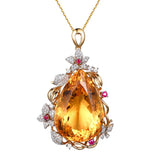 Citrine Gemstone Necklace Gold-plated Chain Pendant