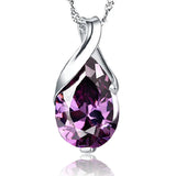 Vintage Amethyst Pendant With Chain Necklace Women Jewelry