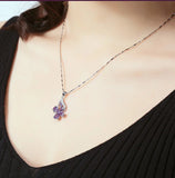 Vintage Amethyst Pendant With Chain Necklace Women Jewelry