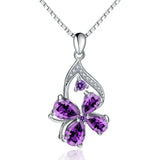Vintage Amethyst Pendant With Chain Necklace Women Jewelry