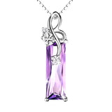 Vintage Amethyst Pendant With Chain Necklace Women Jewelry