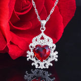 Heart Shape Ruby Necklace Rubellite Gemstone Pendant Wedding Silver Jewelry