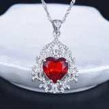 Heart Shape Ruby Necklace Rubellite Gemstone Pendant Wedding Silver Jewelry