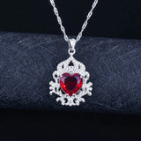Heart Shape Ruby Necklace Rubellite Gemstone Pendant Wedding Silver Jewelry
