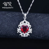 Heart Shape Ruby Necklace Rubellite Gemstone Pendant Wedding Silver Jewelry