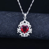 Heart Shape Ruby Necklace Rubellite Gemstone Pendant Wedding Silver Jewelry