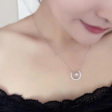Zircon Necklace Crystal Wedding Moon Star Pendant Silver Gift