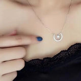 Zircon Necklace Crystal Wedding Moon Star Pendant Silver Gift