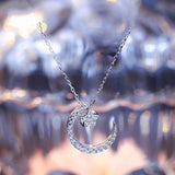 Zircon Necklace Crystal Wedding Moon Star Pendant Silver Gift