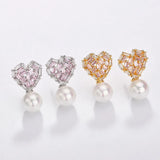 Heart Stud Earrings 925 Sterling Silver Wedding Fine Jewelry Brincos