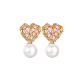 Heart Stud Earrings 925 Sterling Silver Wedding Fine Jewelry Brincos