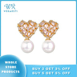 Heart Stud Earrings 925 Sterling Silver Wedding Fine Jewelry Brincos