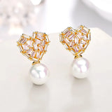 Heart Stud Earrings 925 Sterling Silver Wedding Fine Jewelry Brincos