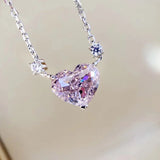 925 Silver Pink Citrine Heart Pendant Necklace