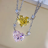 925 Silver Pink Citrine Heart Pendant Necklace