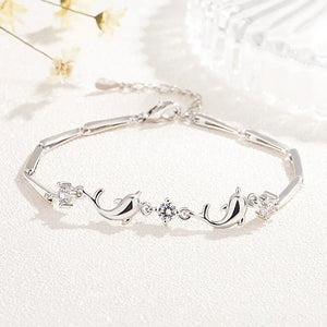 Rose Silver Zircon Bangle 925 Sterling Silver Women