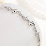 Rose Silver Zircon Bangle 925 Sterling Silver Women