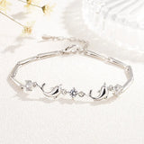 Rose Silver Zircon Bangle 925 Sterling Silver Women