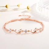 Rose Silver Zircon Bangle 925 Sterling Silver Women