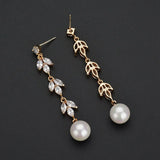 Solid Silver 925 Pearl Long Drop Earrings for Women