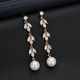 Solid Silver 925 Pearl Long Drop Earrings for Women