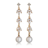Solid Silver 925 Pearl Long Drop Earrings for Women