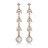 Solid Silver 925 Pearl Long Drop Earrings for Women