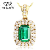Square Emerald Gemstone Necklace 925 Sterling Silver Wedding Pendant