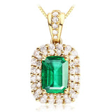 Square Emerald Gemstone Necklace 925 Sterling Silver Wedding Pendant