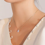 925 Sterling Silver CZ Bow Pendant Necklace For Women
