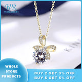925 Sterling Silver CZ Bow Pendant Necklace For Women